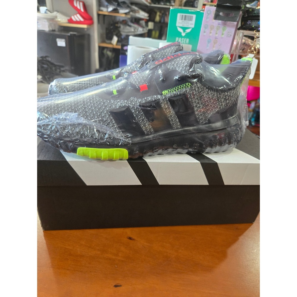 Adidas Kaptir 4.0 K Kids Running Shoes Black Carbon Solar Slime IH1842 Size 7